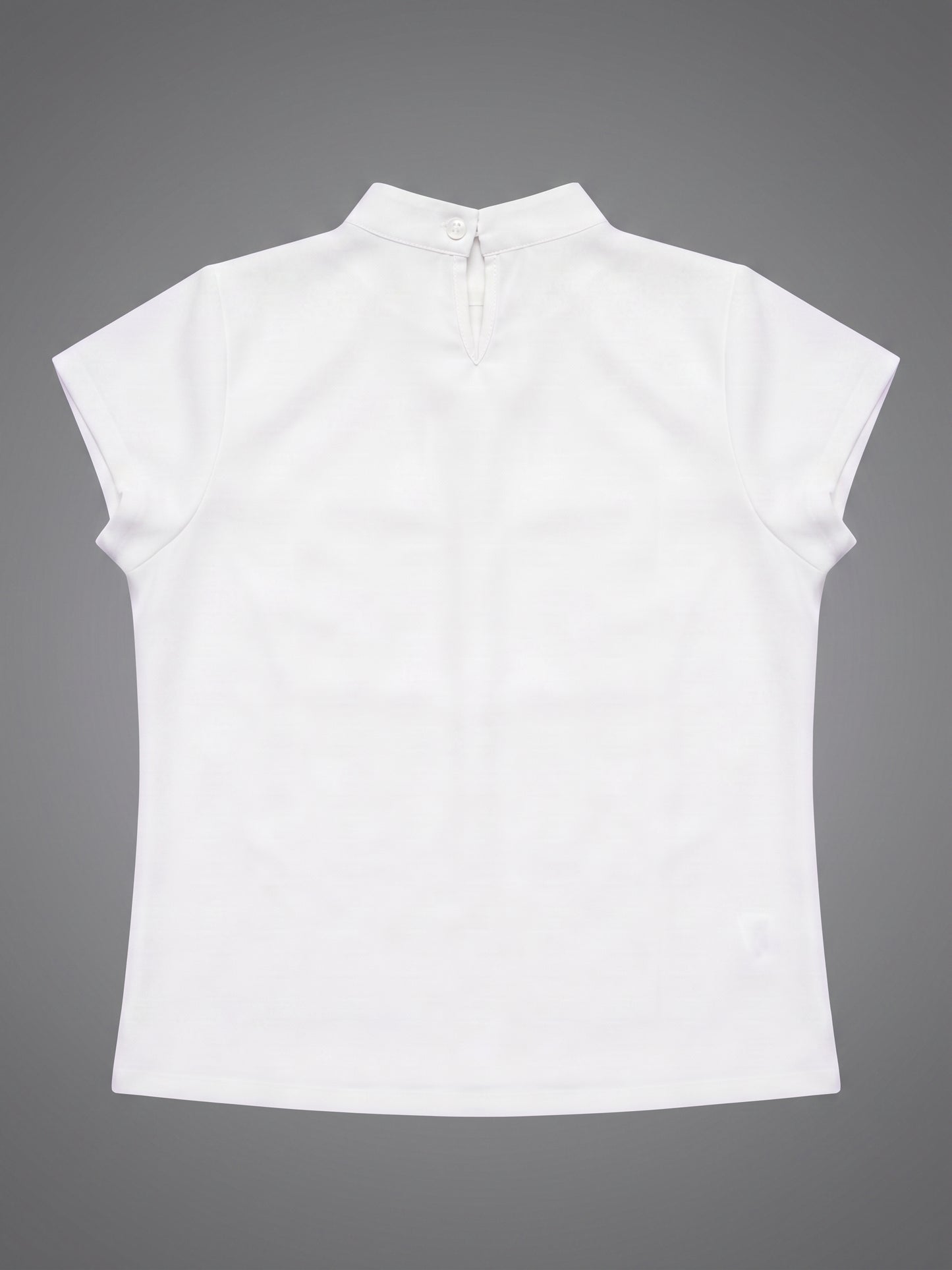 Blouse with High Collar and Short Sleeves